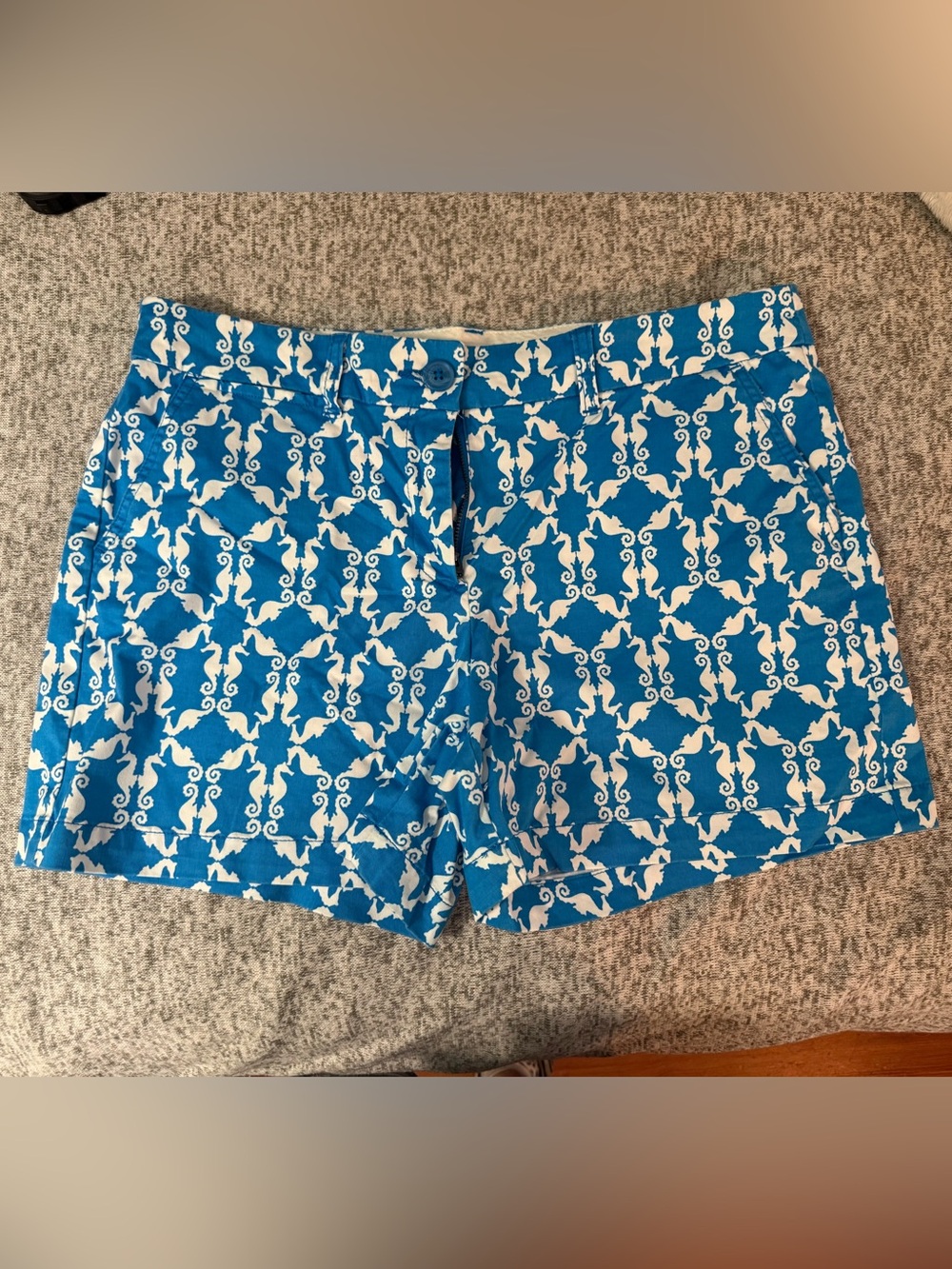 crown & ivy Blue and White Printed Bermuda Shorts